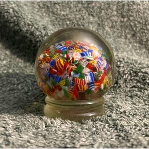 Footed Paperweight Chinese Early End Of Day Millefiori Scramble Art Glass
